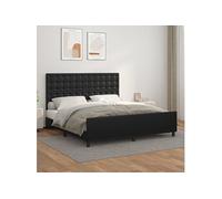 Vidaxl Cadre De Lit Avec Tête De Lit Noir 160x200 Cm Similicuir Noir
