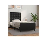 Vidaxl Cadre De Lit Avec Tête De Lit Noir 90x200 Cm Similicuir Noir