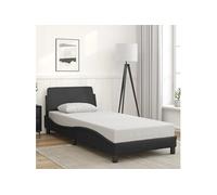 Vidaxl Cadre De Lit Avec Tête De Lit Noir 90x200 Cm Similicuir Noir
