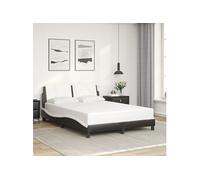 vidaXL Bedframe met hoofdbord kunstleer zwart en wit 120x200 cm3208175 Blanc G