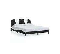 Vidaxl Cadre De Lit Et Tête De Lit Noir Et Blanc 160x200 Cm Similicuir Multicolore