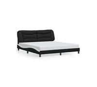 Bedframe met hoofdbord kunstleer zwart en wit 180x200 cm3208021