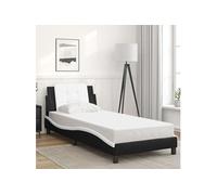 Bedframe met hoofdbord kunstleer zwart en wit 80x200 cm3208147