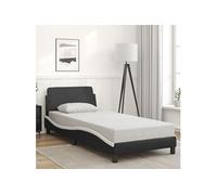 Bedframe met hoofdbord kunstleer zwart en wit 80x200 cm373083