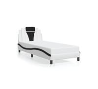 Vidaxl Cadre De Lit Avec Tête De Lit Blanc Et Noir 90x190cm Similicuir Multicolore