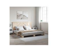 Vidaxl Cadre De Lit Avec Tête De Lit 200x200 Cm Bois De Pin Massif Marron