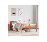 Bedframe met hoofdbord massief grenenhout wasbruin 150x200 cm3305884