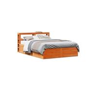 vidaXL Cadre de lit et tête de lit en bois de pin 150x200 cm cire marron