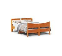 vidaXL Bedframe met hoofdbord massief grenenhout wasbruin 150x200 cm3307043 Marron G