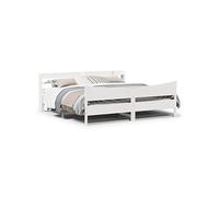 Bedframe met hoofdbord massief grenenhout wit 200x200 cm3307033