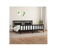 Vidaxl Cadre De Lit Et Tête De Lit Noir Bois De Pin Massif 200x200 Cm Multicolore