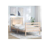 vidaXL Cadre de lit et tête de lit 100x200 cm bois massif Multicolore