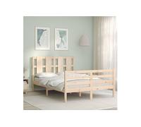 Vidaxl Cadre De Lit Avec Tête De Lit 140x200 Cm Bois Massif Marron