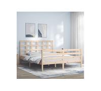 Vidaxl Cadre De Lit Avec Tête De Lit 160x200 Cm Bois Massif Marron