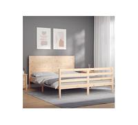 Vidaxl Cadre De Lit Avec Tête De Lit 160x200 Cm Bois Massif Marron