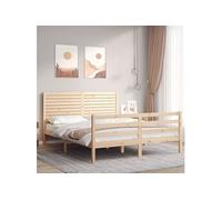 Vidaxl Cadre De Lit Avec Tête De Lit 160x200 Cm Bois Massif Marron
