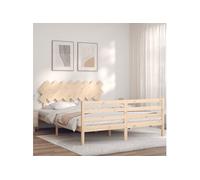 Vidaxl Cadre De Lit Avec Tête De Lit 160x200 Cm Bois Massif Marron