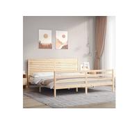 Cadre de lit avec tête de lit 200x200 cm bois massif, lit, mobilier de chambre à coucher, lit en bois, lit double, cadre de lit en bois