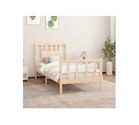 Vidaxl Cadre De Lit Avec Tête De Lit Bois De Pin Massif 90x200 Cm Marron
