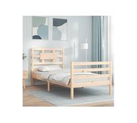 Vidaxl Cadre De Lit Avec Tête De Lit 90x200 Cm Bois Massif Marron