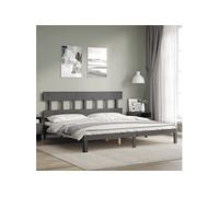 vidaXL Bedframe met hoofdbord massief hout grijs 200x200 cm3193618 Gris G