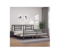 vidaXL Cadre de lit avec tête de lit gris 200x200 cm bois massif