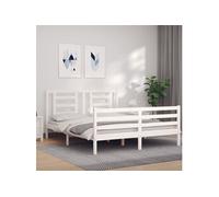 Bedframe met hoofdbord massief hout wit 160x200 cm3194712