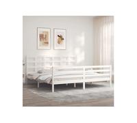 Vidaxl Cadre De Lit Avec Tête De Lit Blanc 200x200 Cm Bois Massif Blanc
