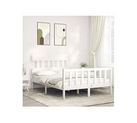 Bedframe met hoofdbord massief hout wit3193307