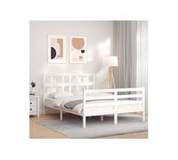 Bedframe met hoofdbord massief hout wit3194802