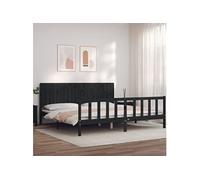 Bedframe met hoofdbord massief hout zwart 200x200 cm3192970