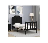 Bedframe met hoofdbord massief hout zwart3192260