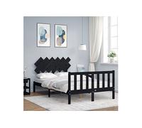 Bedframe met hoofdbord massief hout zwart3193445