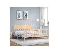 vidaXL Bedframe met hoofdbord massief hout3193481 Marron G