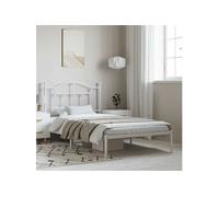 Bedframe met hoofdbord metaal wit 100x190 cm353482