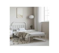 vidaXL Bedframe met hoofdbord metaal wit 100x190 cm353678 Blanc G