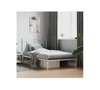 Bedframe met hoofdbord metaal wit 107x203 cm353484