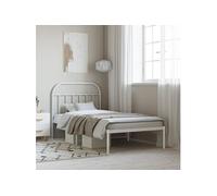 vidaXL Bedframe met hoofdbord metaal wit 107x203 cm353680 Blanc G