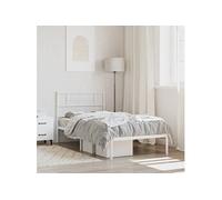 vidaXL Cadre de lit métal sans matelas et tête de lit blanc 107x203 cm