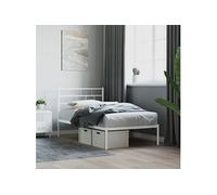 Bedframe met hoofdbord metaal wit 107x203 cm355704