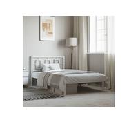 vidaXL Bedframe met hoofdbord metaal wit 107x203 cm374286 Blanc G