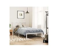 Bedframe met hoofdbord metaal wit 107x203 cm376173