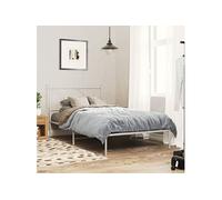vidaXL Bedframe met hoofdbord metaal wit 107x203 cm376547 Blanc G