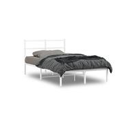 Bedframe met hoofdbord metaal wit 120x190 cm355411