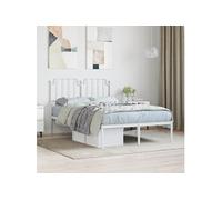 vidaXL Cadre de Lit Métal avec Tête de Lit, Lit Double avec Sommier à Lattes, Lit Adulte avec Pied, Meuble de Chambre à Coucher, Blanc 120x190 cm