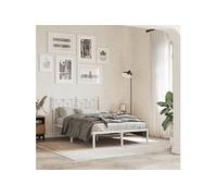 vidaXL Cadre de lit avec tête de lit en métal blanc 120x200 cm