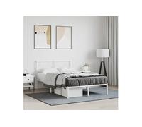 Bedframe met hoofdbord metaal wit 120x200 cm376273