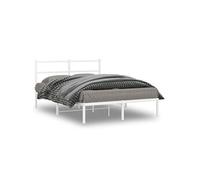 Bedframe met hoofdbord metaal wit 135x190 cm355413