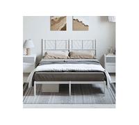 Bedframe met hoofdbord metaal wit 135x190 cm372227