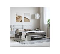 Bedframe met hoofdbord metaal wit 135x190 cm372325